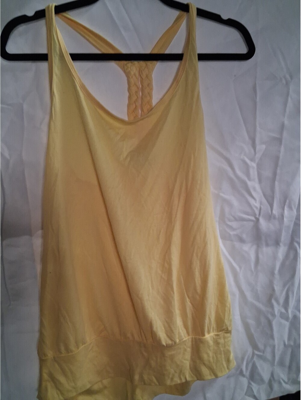Forever 21 Women’s Tank Top Bright Yellow Pleated Camisole Size S Large H2